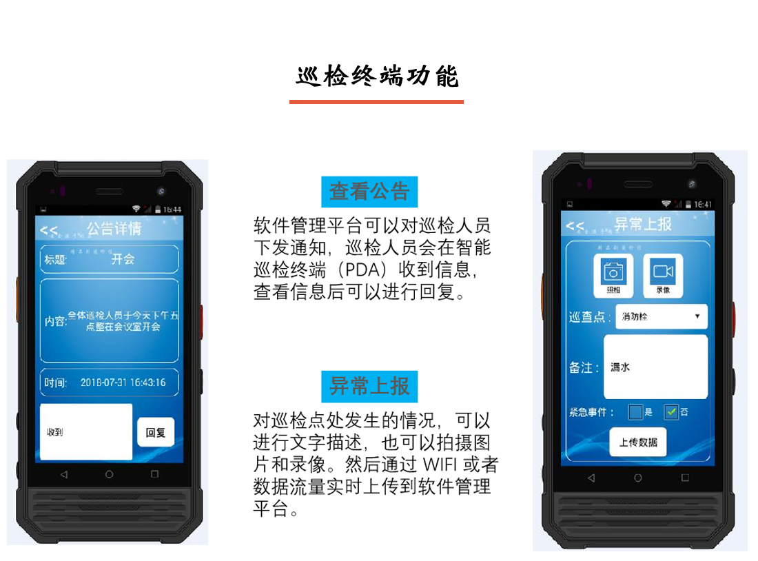 PDA智能巡檢系統(tǒng)巡檢終端功能